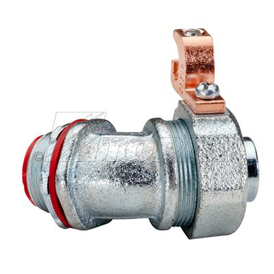 45° Liquidtight Connector with Copper Grounding Lug 1-1/2"