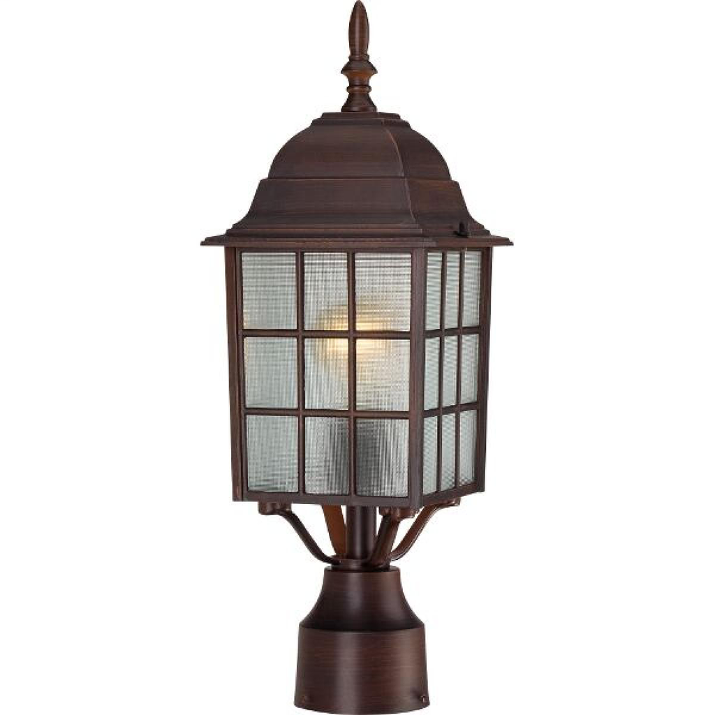 Adams - 1 Light - 17" Outdoor Post with Frosted Glass, Color retail packaging