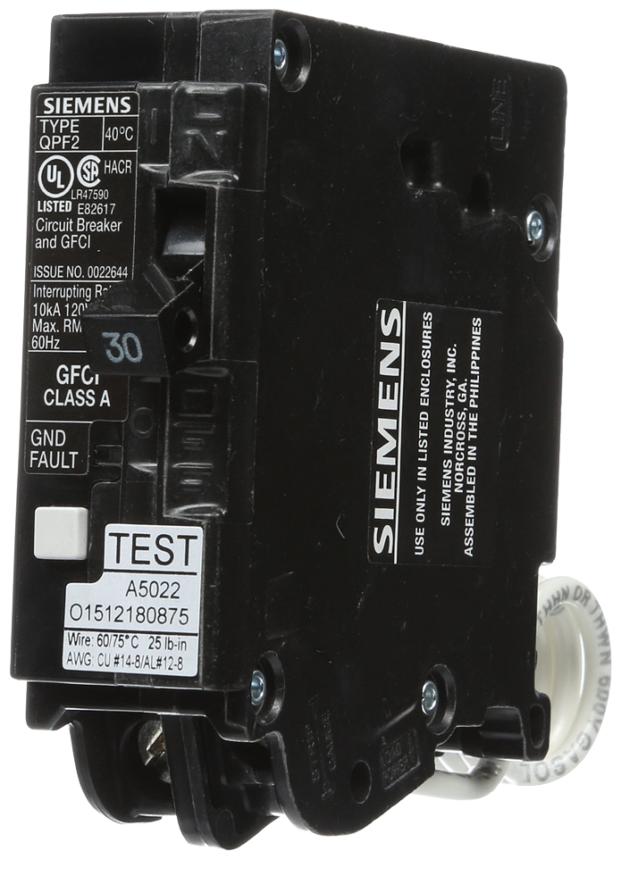 BRKR QPF2 GFCI 5mA 1P 120V 30A 10KA