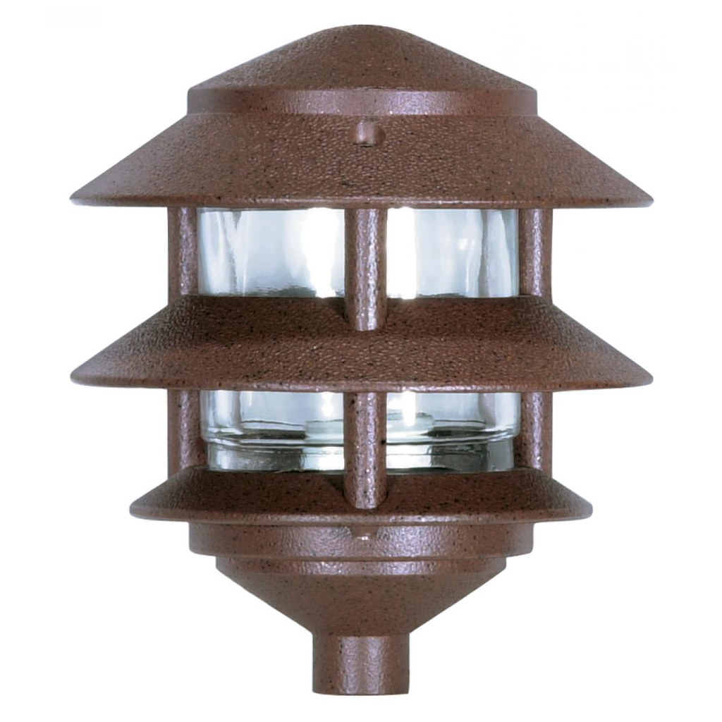 1 Light - 8" Pathway Light - Two Louver - Small Hood - Old Bronze Finish