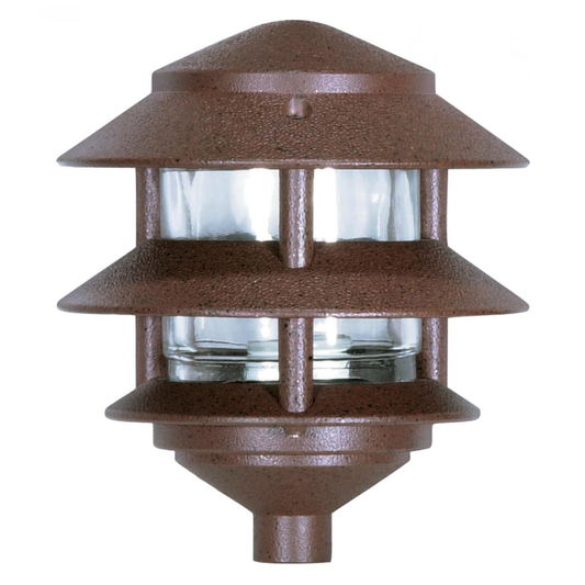 1 Light - 8" Pathway Light - Two Louver - Small Hood - Old Bronze Finish