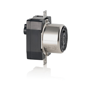 50 Amp, 125/250 Volt, Black & White Locking Flush Mount Receptacle, Industrial Grade