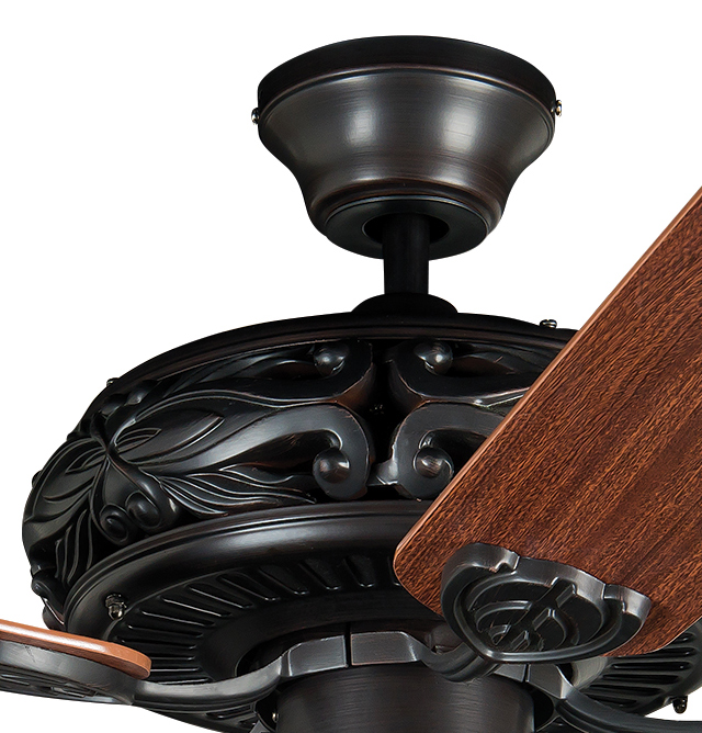 52" Grandeur in Aged Bronze Brushed w/ Dark Oak/Mahogany Blades