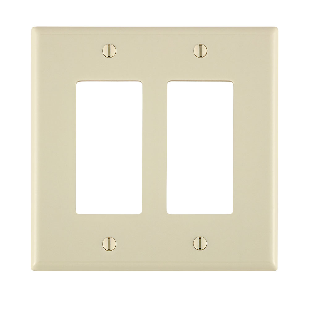 2-Gang Decora/GFCI Device Wallplate, Midway Size, Thermoset, Light Almond