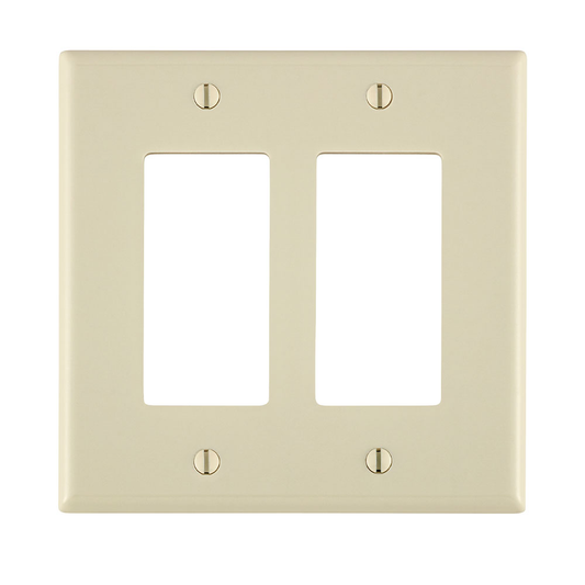 2-Gang Decora/GFCI Device Wallplate, Midway Size, Thermoset, Light Almond