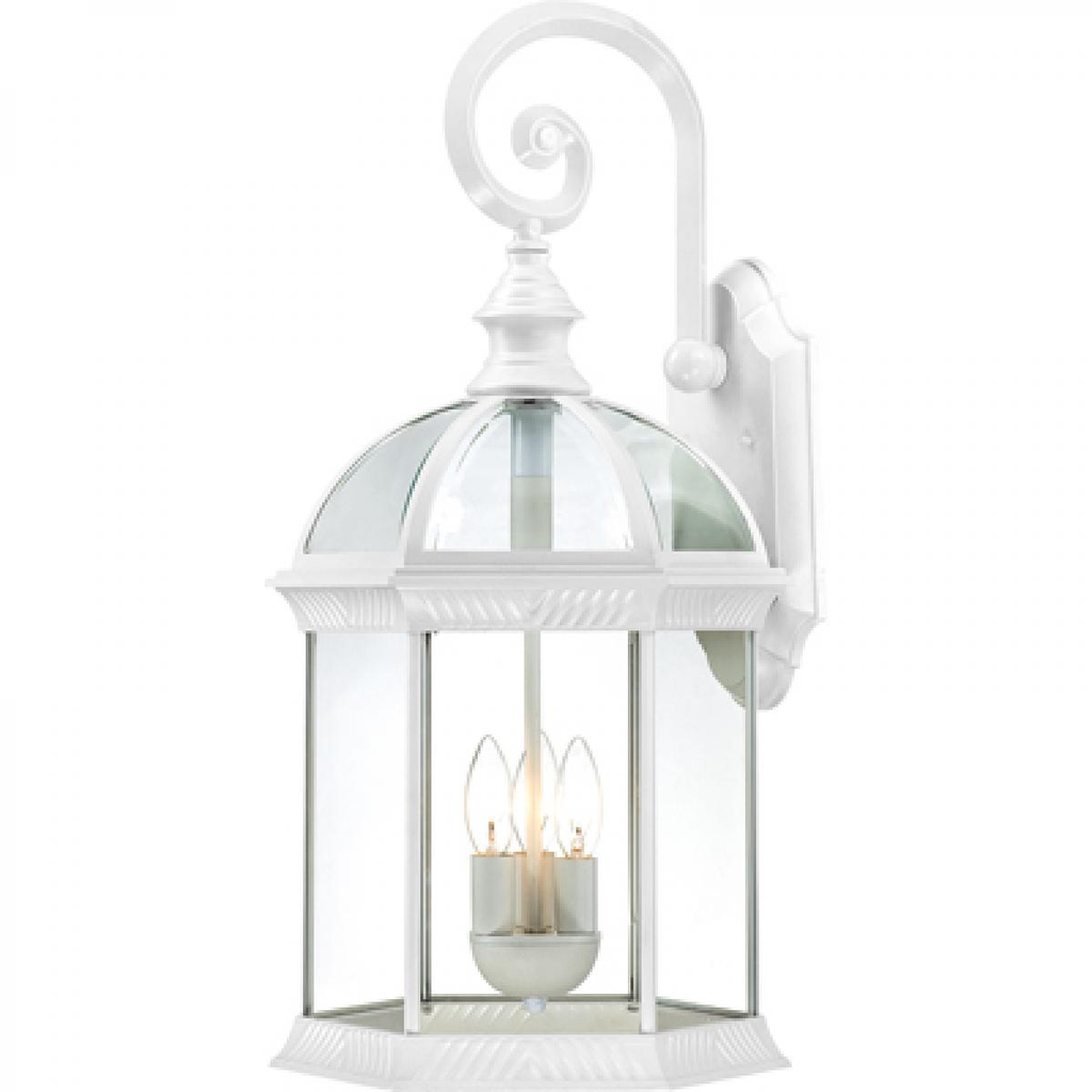 Boxwood - 3 Light 26" Wall Lantern with Clear Beveled Glass - White Finish