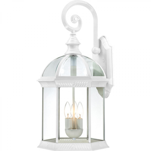 Boxwood - 3 Light 26" Wall Lantern with Clear Beveled Glass - White Finish