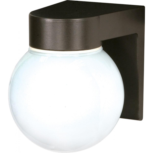 1 Light - 8" Utility Wall with White Glass - Bronzotic Finish