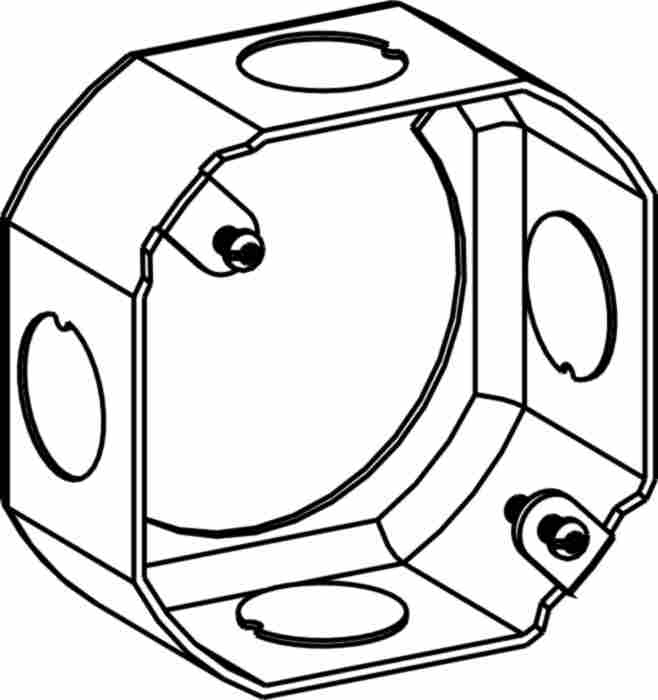 1-1/2" DEEP, 3-1/2" OCTAGON (3O) EXTENSION RING DRAWN WITH 1/2" KO