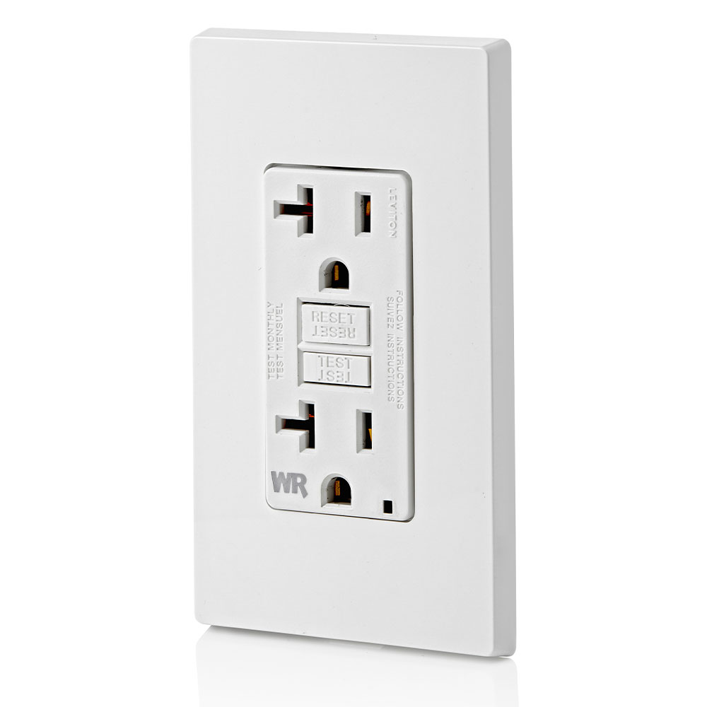 20 Amp GFCI Weather-Resistant Outlet, Self Test, with LED Indicator Light
