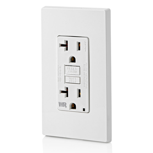 20 Amp GFCI Weather-Resistant Outlet, Self Test, with LED Indicator Light