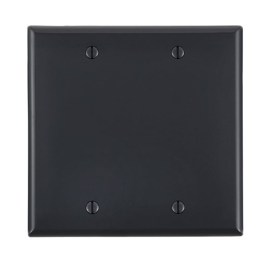 2-Gang Blank Wallplate, Standard Size, Thermoplastic Nylone, Black