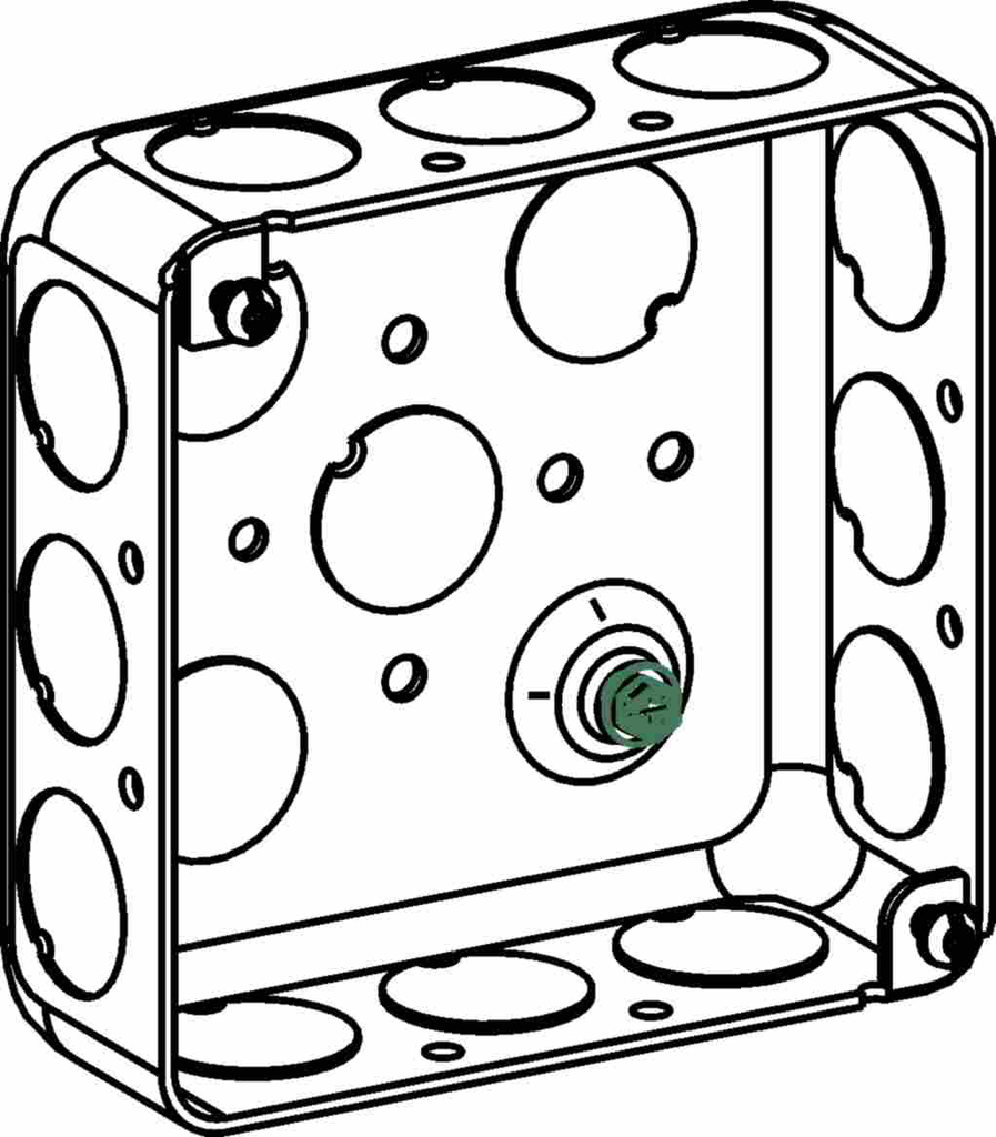 1-1/2" DEEP, 4" SQUARE (4S) BOX DRAWN WITH 1/2" KO