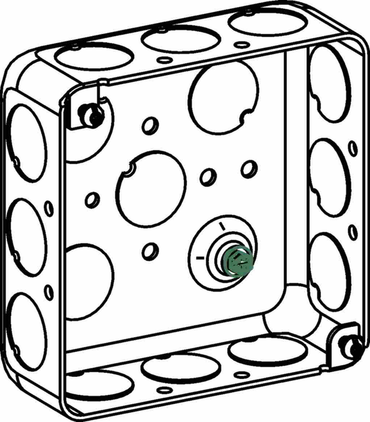 1-1/2" DEEP, 4" SQUARE (4S) BOX DRAWN WITH 1/2" KO