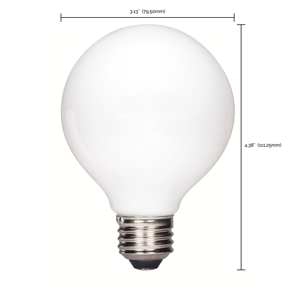 4 Watt G25 LED; Soft white finish; Medium base; 2700K; 350 Lumens; 120 Volt