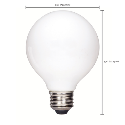 4 Watt G25 LED; Soft white finish; Medium base; 2700K; 350 Lumens; 120 Volt