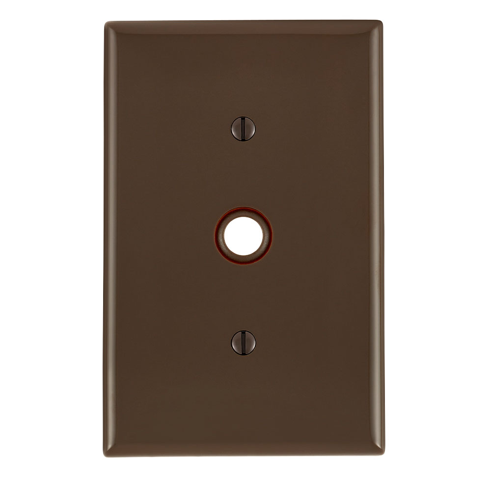 1-Gang .406 Inch Cable Wallplate, Midway Size, Thermoplastic Nylon, Brown