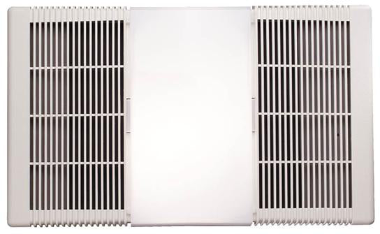 70 CFM Fan/Light with White Polymeric Lens and Rectangular Textured Polymeric Grille; 100-watt Incandescent Lighting