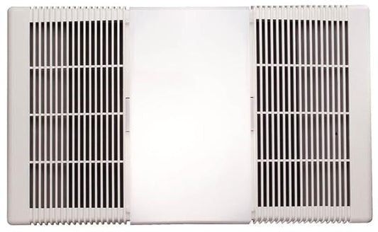 70 CFM Fan/Light with White Polymeric Lens and Rectangular Textured Polymeric Grille; 100-watt Incandescent Lighting