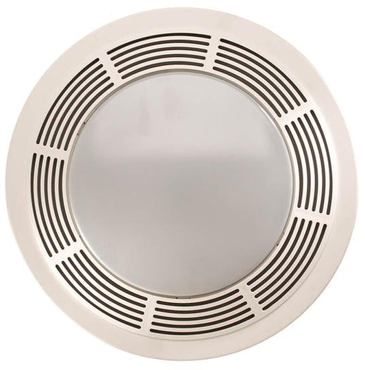 100 CFM Fan/Light with Glass Lens and White Polymeric Grille; 100-watt Incandescent Lighting and 7-watt Nightlight