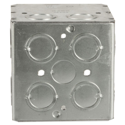 3-3/4 in. Square Box, Large capacity, Welded,  3-1/2 in. Deep, Sixteen 1/2  and 3/4 in. Concentric KO's and One 1/2 in. KO