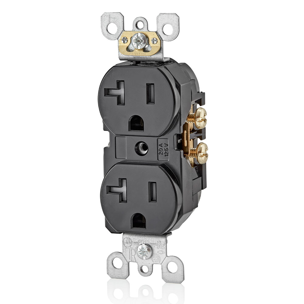 20 Amp Duplex Tamper-Resistant Outlet/Receptacle, Grounding, Black