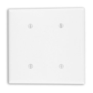 2-Gang Blank Wallplate, Standard Size, Thermoset, White