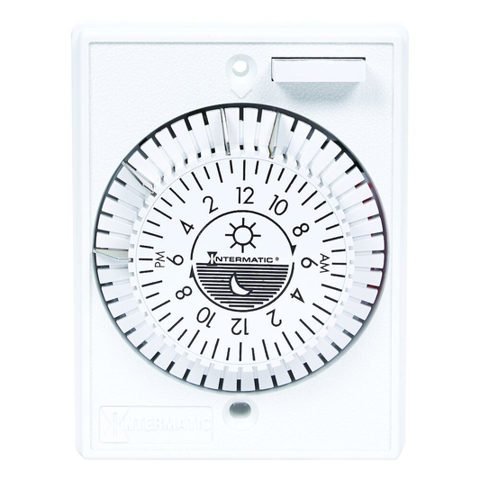 24-Hour Heavy-Duty Mechanical In-Wall Timer, 125VAC, 15 A, Removable Trippers, White
