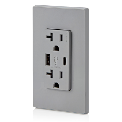 5.1A USB Type A/Type-C Wall Outlet Charger with 20A Tamper-Resistant Receptacles