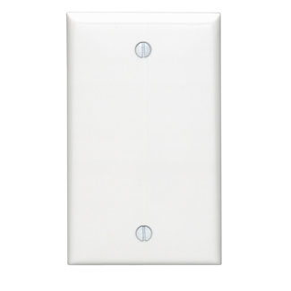 1-Gang Blank Wallplate, Standard Size, Thermoplastic Nylon, White