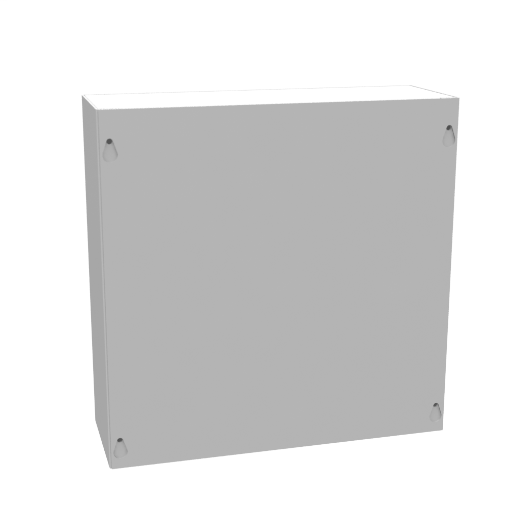 12x4X12 Screw Cover Type 1 UL Steel No KO Gray Cover w/ Teardrop Slots Holes In Back