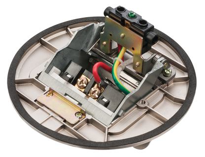Brass Pop up receptacle cover. Decorator style 15amp receptacle. metallic nickel.