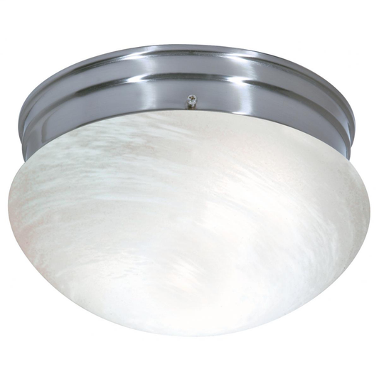 2 Light - 10" Flush with Alabaster Glass - Brushed Nickel Finish