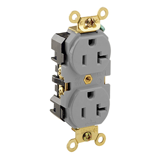 20 Amp Duplex Receptacle/Outlet, Industrial Grade, Self-Grounding