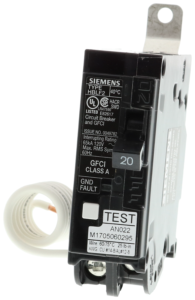 BRKR HBLF2 GFCI 5mA 1P 120V 20A 65KA