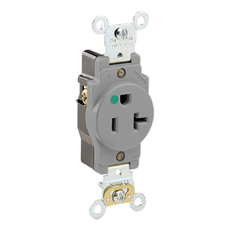 20 Amp Single Receptacle/Outlet, Hospital Grade, Self-Grounding