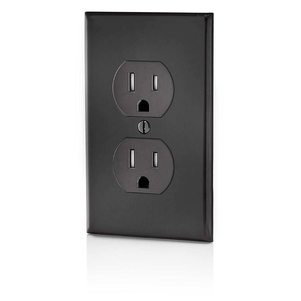 15 Amp Tamper-Resistant Duplex Outlet/Receptacle, Grounding, Black