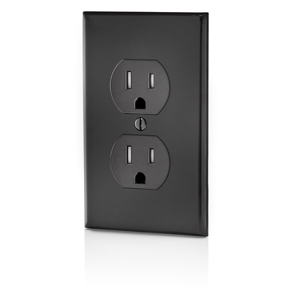 15 Amp Tamper-Resistant Duplex Outlet/Receptacle, Grounding, Black