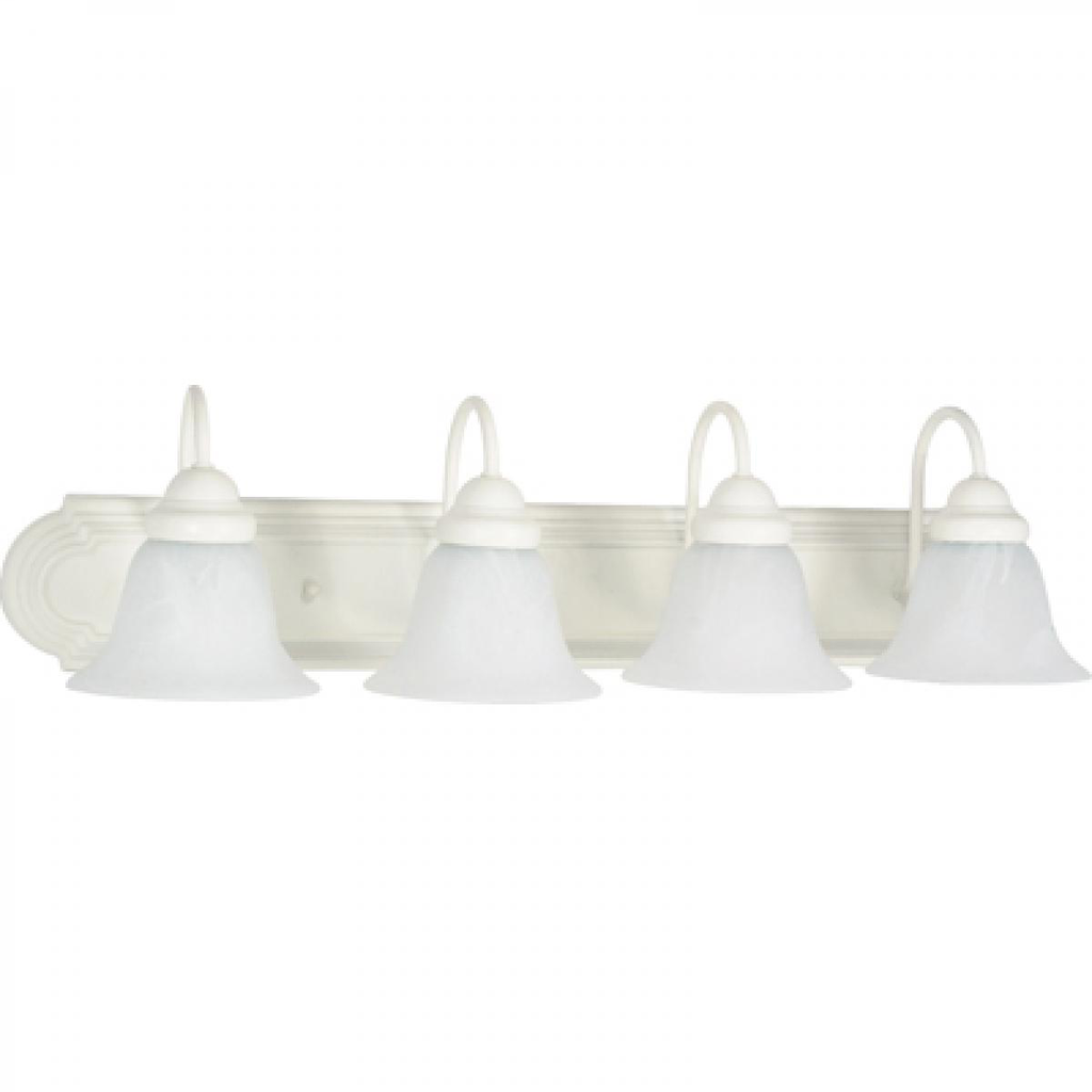 Ballerina - 4 Light 30" Vanity with Alabaster Glass - Textured White Finish