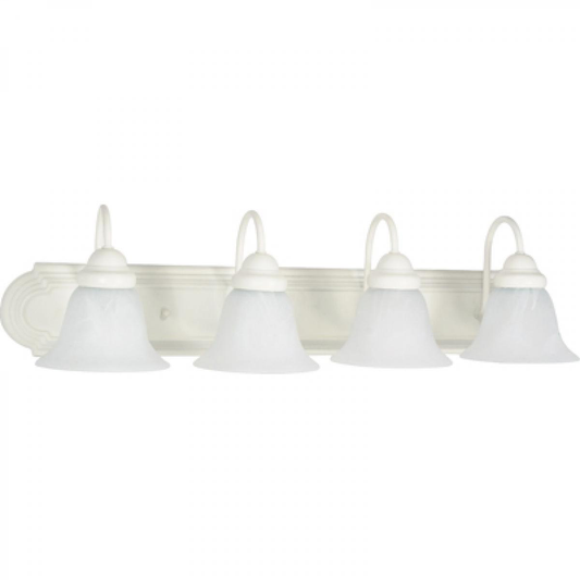 Ballerina - 4 Light 30" Vanity with Alabaster Glass - Textured White Finish