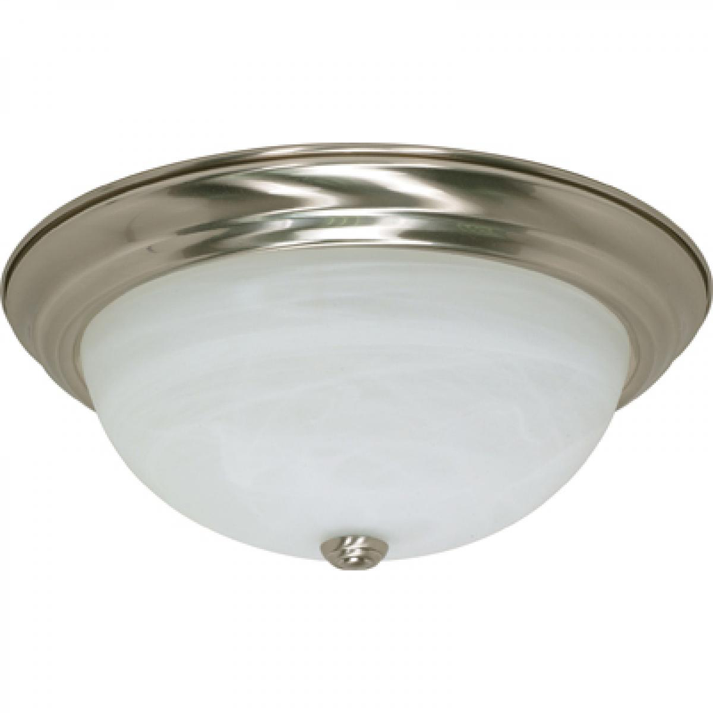 3 Light - 15" Flush with Alabaster Glass - Brushed Nickel Finish