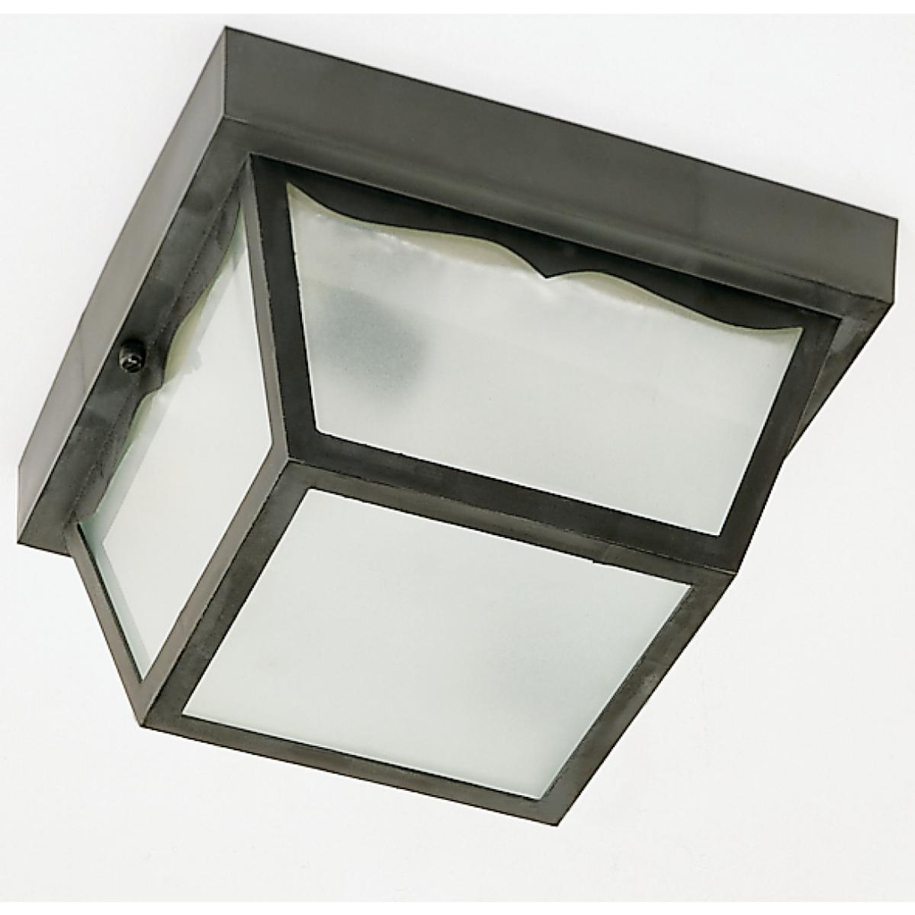 2 Light - 10'' Carport Flush with Frosted Acrylic Panels - Black Finish