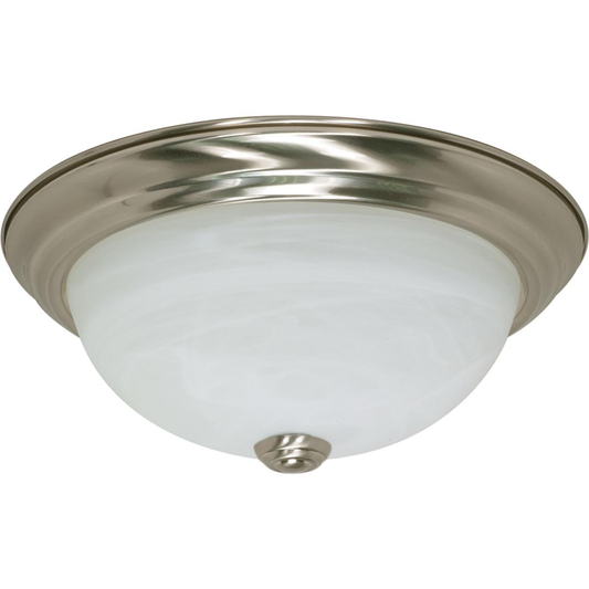 2 Light - 11" - Flush Mount - Alabaster Glass, Color retail packaging