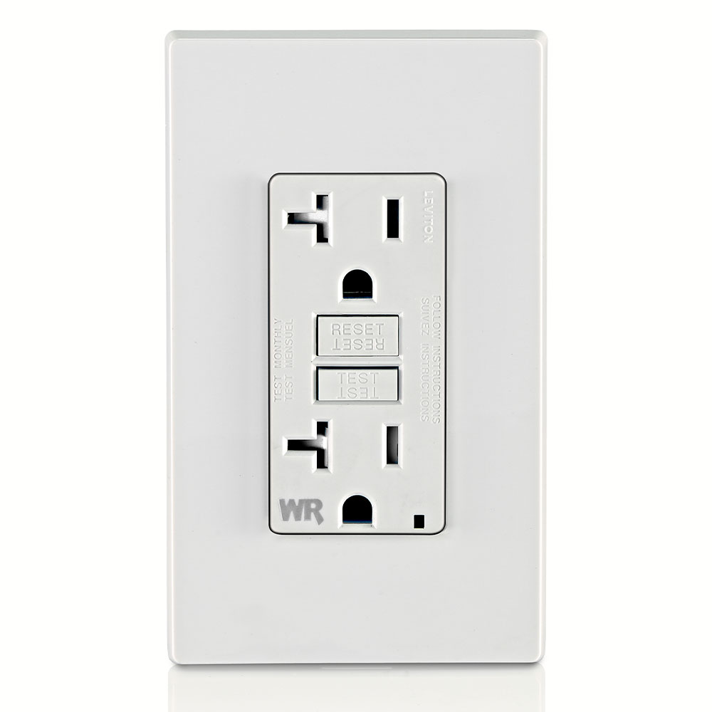 20 Amp GFCI Weather-Resistant Outlet, Self Test, Tamper-Resistant with LED Indicator Light
