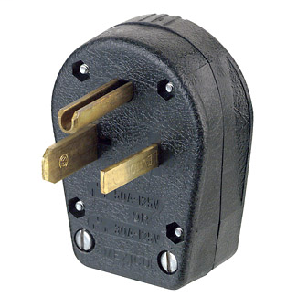 30/50 Amp, 125 Volt, NEMA 5-30P/5-50P, 2P, 3W, Plug, Straight Blade, Commercial Grade, Angle, Grounding - Black