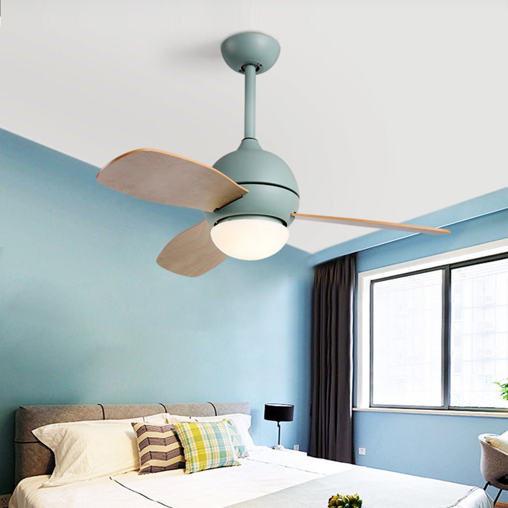 Wooden Blade Ceiling Fan with Light LED Atmosphere Light