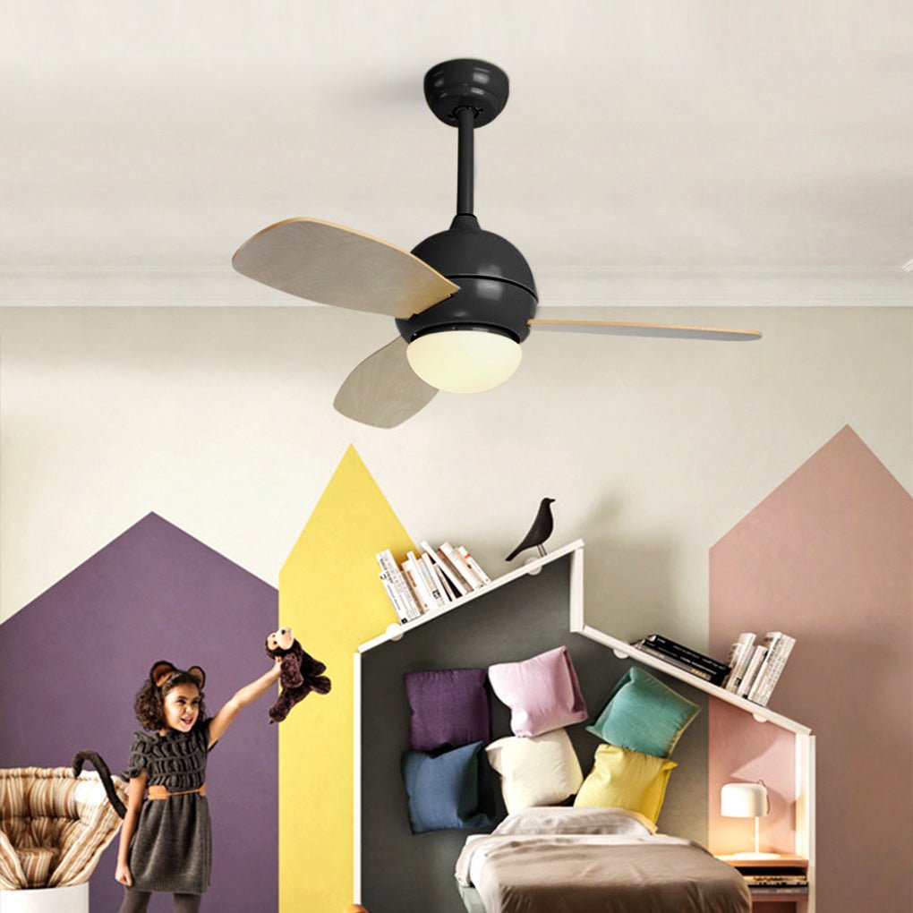 Wooden Blade Ceiling Fan with Light LED Atmosphere Light