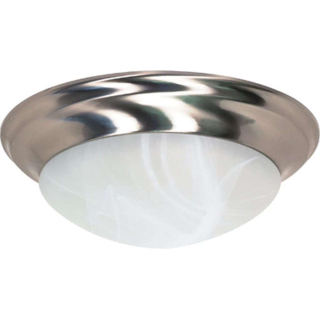 3 Light - 17" Flush with Alabaster Glass - Brushed Nickel Finish