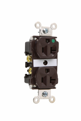 20A 125V Extra Heavy Duty Hospital-Grade Duplex Receptacle, Back and Side Wire, Brown