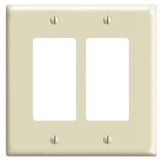 2-Gang Decora/GFCI Device Wallplate, Midway Size, Thermoset, Ivory
